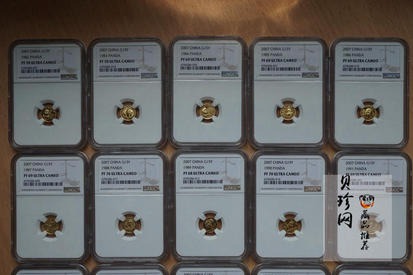 【079050】2007年中国熊猫金币发行25周年1/25盎司精制金币25枚一套