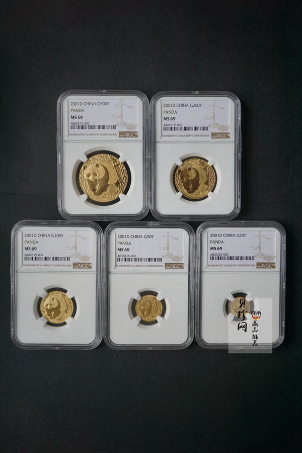 【019060】2001年熊猫套金猫金币