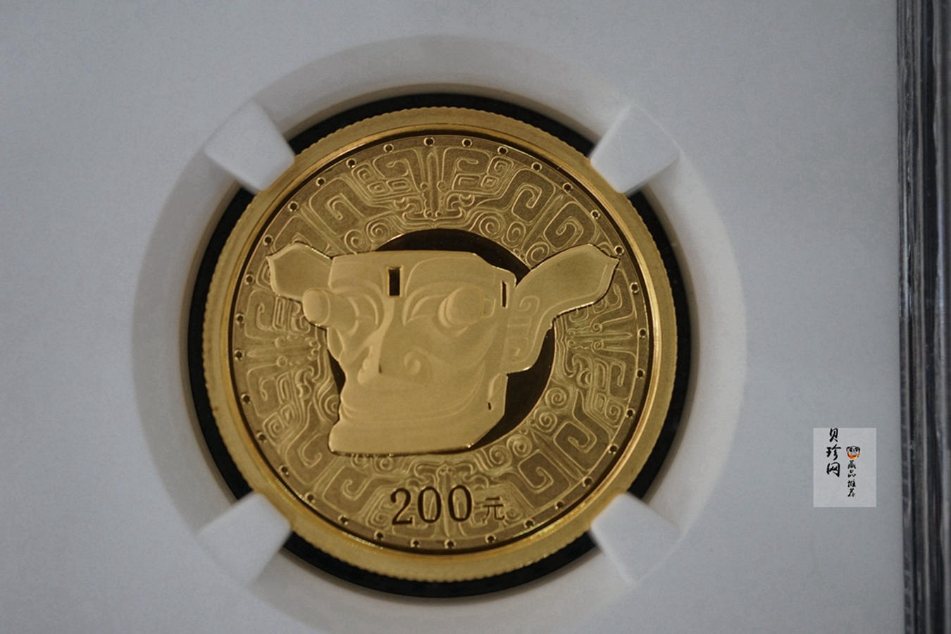 【020801】2002年四川三星堆金银纪念币-青铜纵目面具1/2盎司精制金币