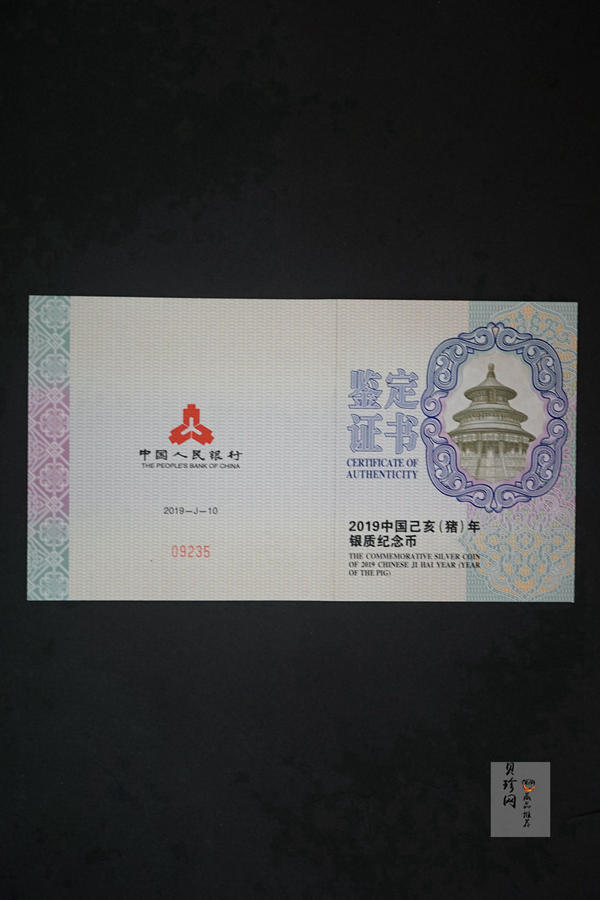 【190016】2019中国己亥（猪）年金银纪念币150克长方形银币