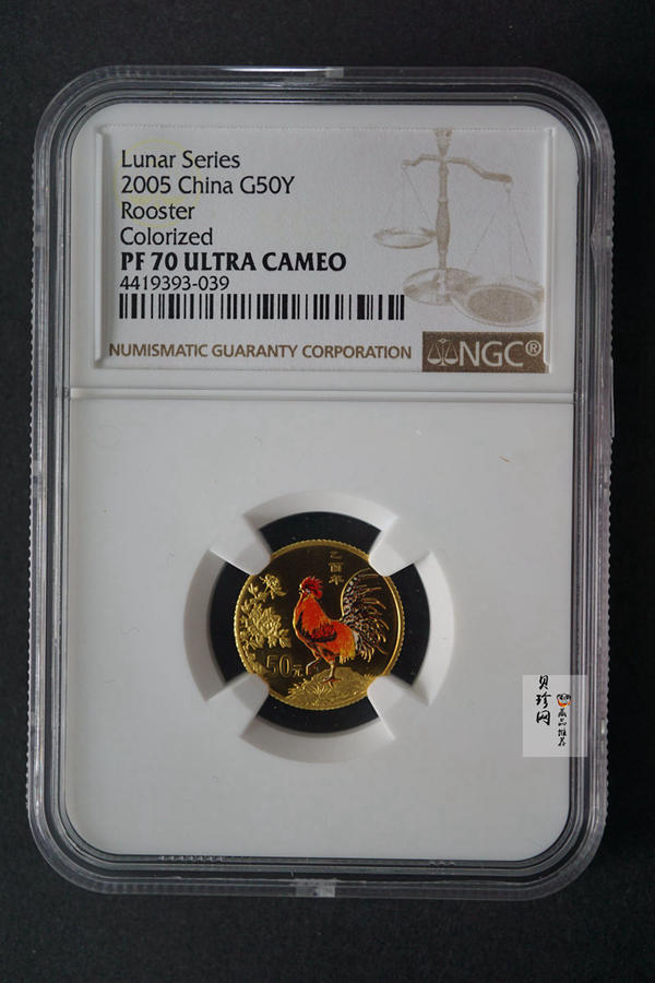 【050205】2005年乙酉鸡年生肖1/10盎司精制彩金币