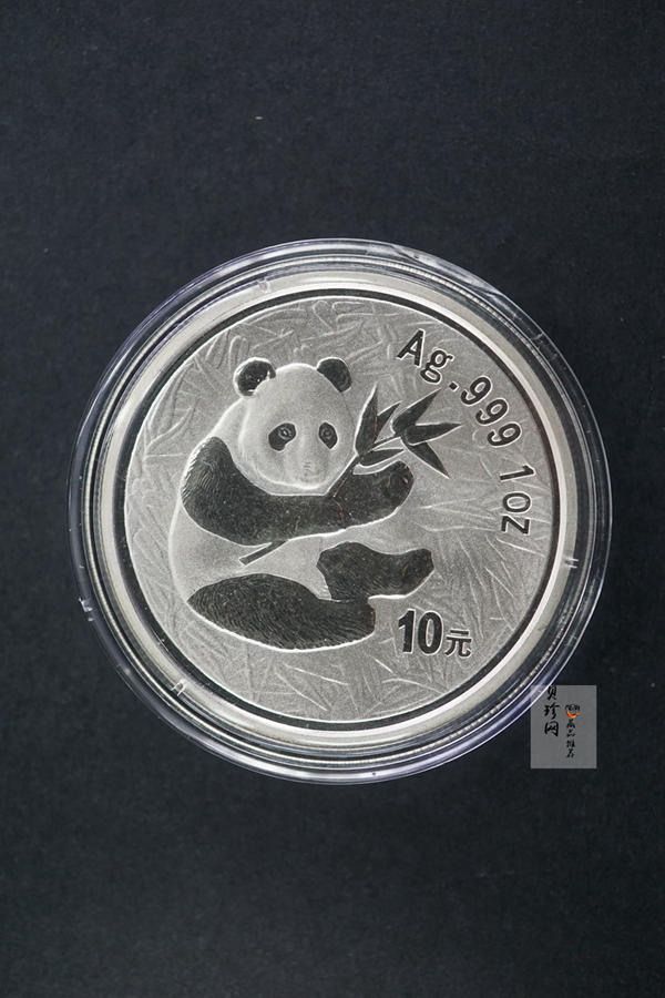 【000108】2000版熊猫金银纪念币1盎司普制银币