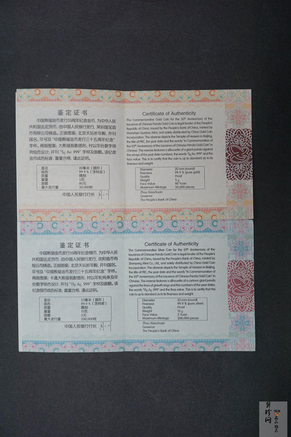 【179280】2017年中国熊猫金币发行35周年5克金+15克银套币