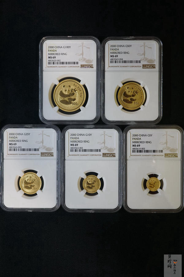 【009050】2000年熊猫普制金币五枚一套