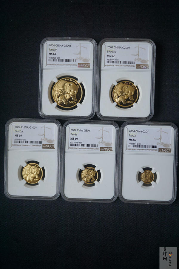 【049110】2004年熊猫普制金币5枚一套