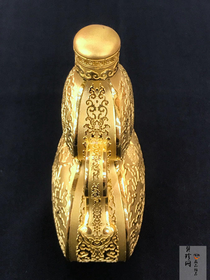 【009440】乾隆青花海水红彩龙纹八吉祥如意耳500克金葫芦瓶