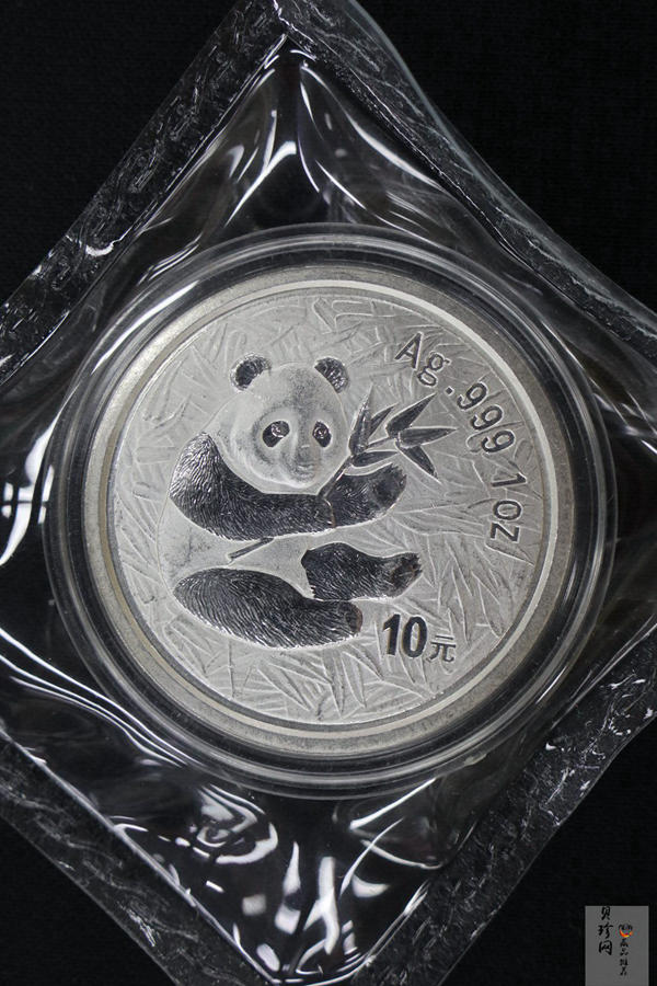 【000108】2000版熊猫金银纪念币1盎司普制银币