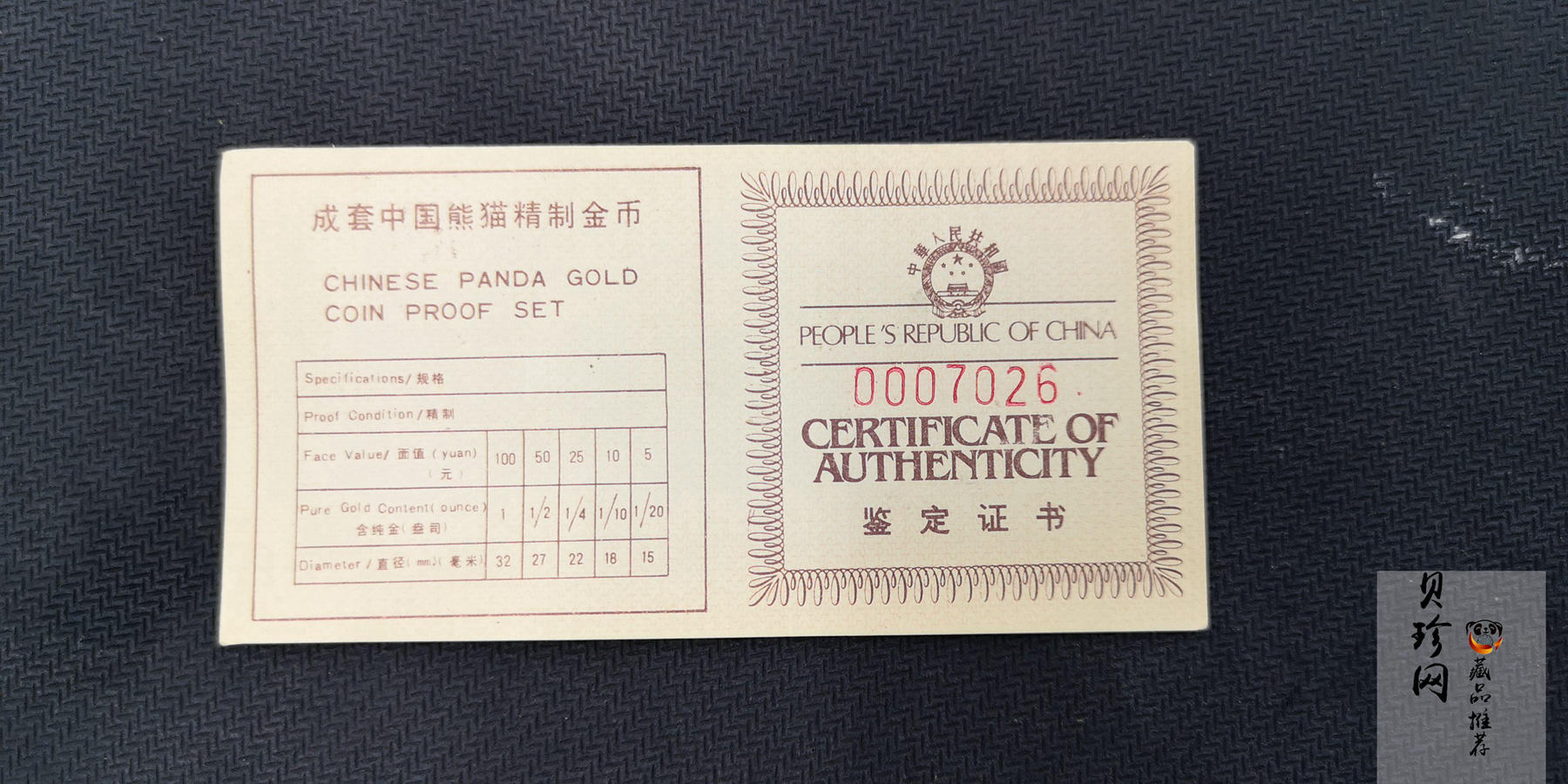 【909020】1990版熊猫精制金币五枚一套