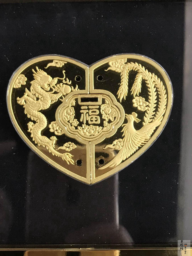 【199490】黄金爱心结婚纪念200g囍福同心金锁