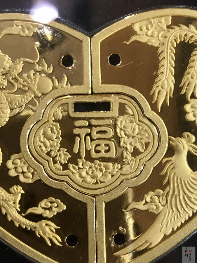 【199490】黄金爱心结婚纪念200g囍福同心金锁