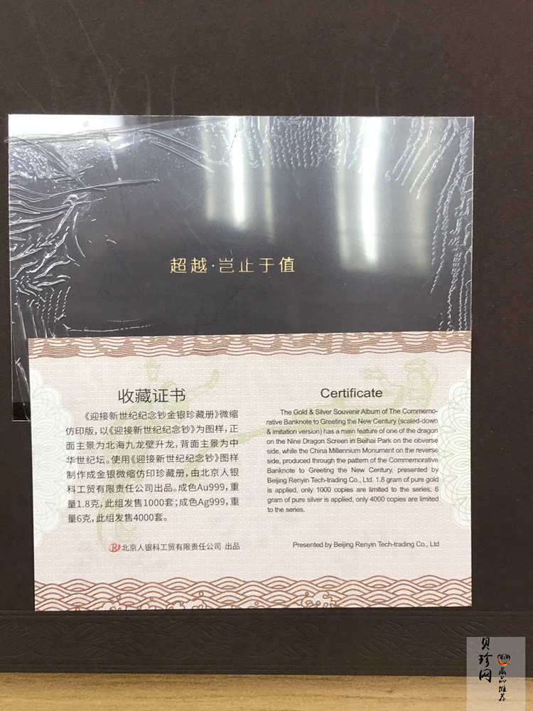 【009520】2000年迎接新世纪纪念钞金银珍藏册（微缩仿印版）