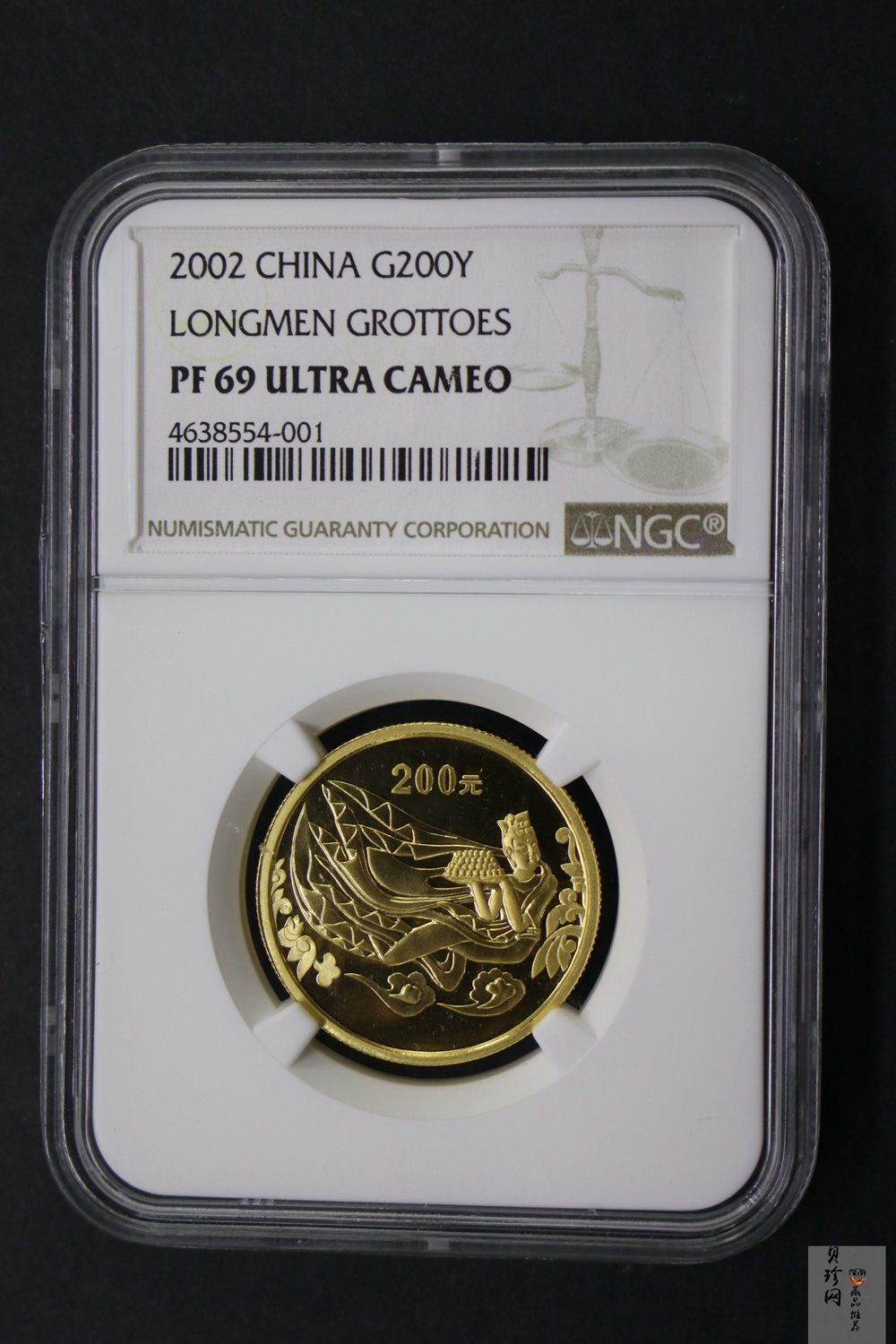 【020502】2002年中国石窟艺术（龙门）金银纪念币-飞天图1/2盎司精制金币