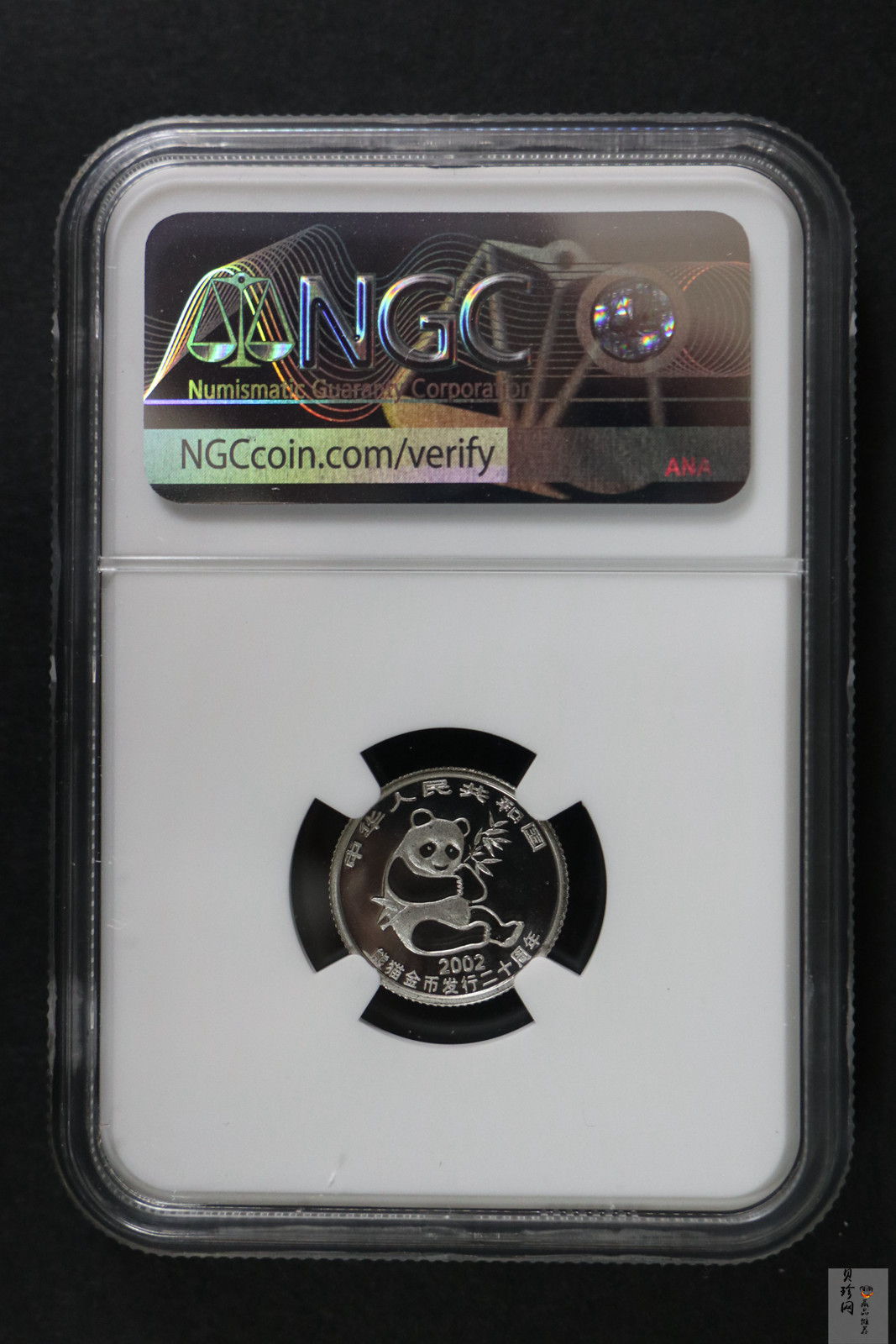 【020202】2002年中国熊猫金币发行20周年银铂纪念币1/10盎司精制铂币