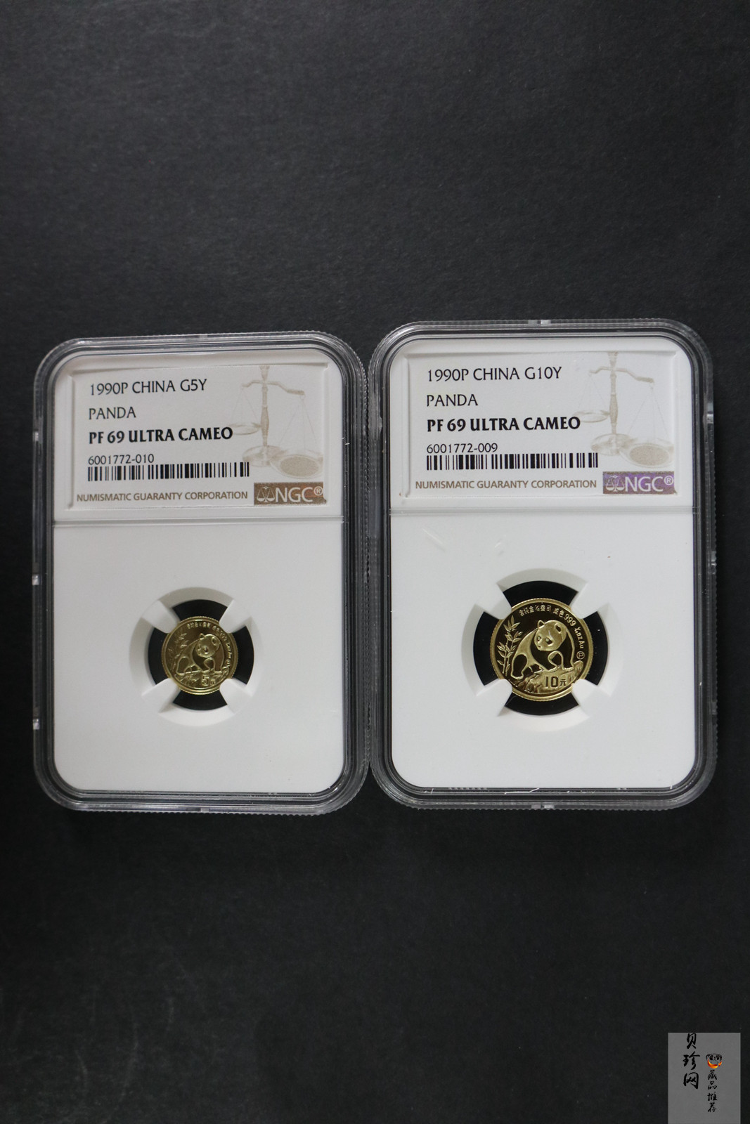 【909020】1990版熊猫精制金币五枚一套