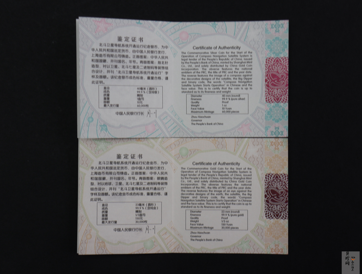 【139110】2013年北斗卫星导航系统开通运行金银币2枚一套