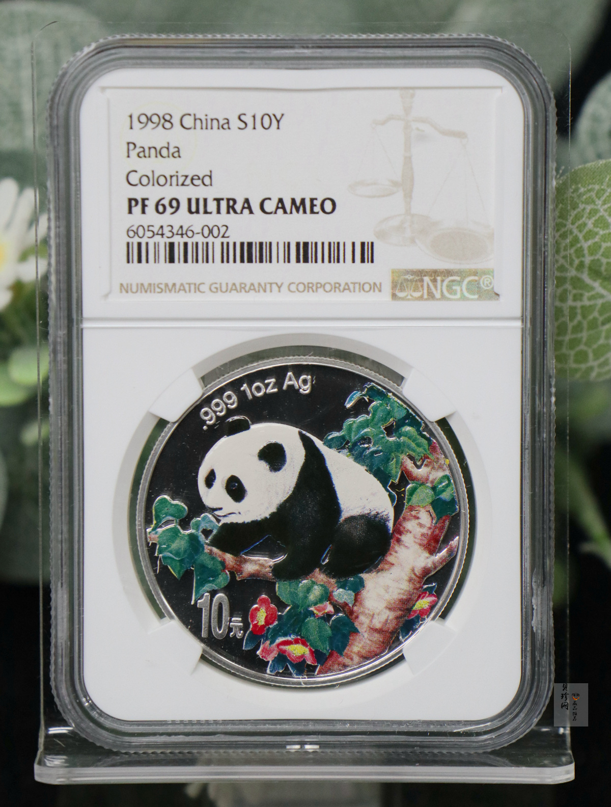 【980107】1998版熊猫金银纪念币1盎司彩色精制银币