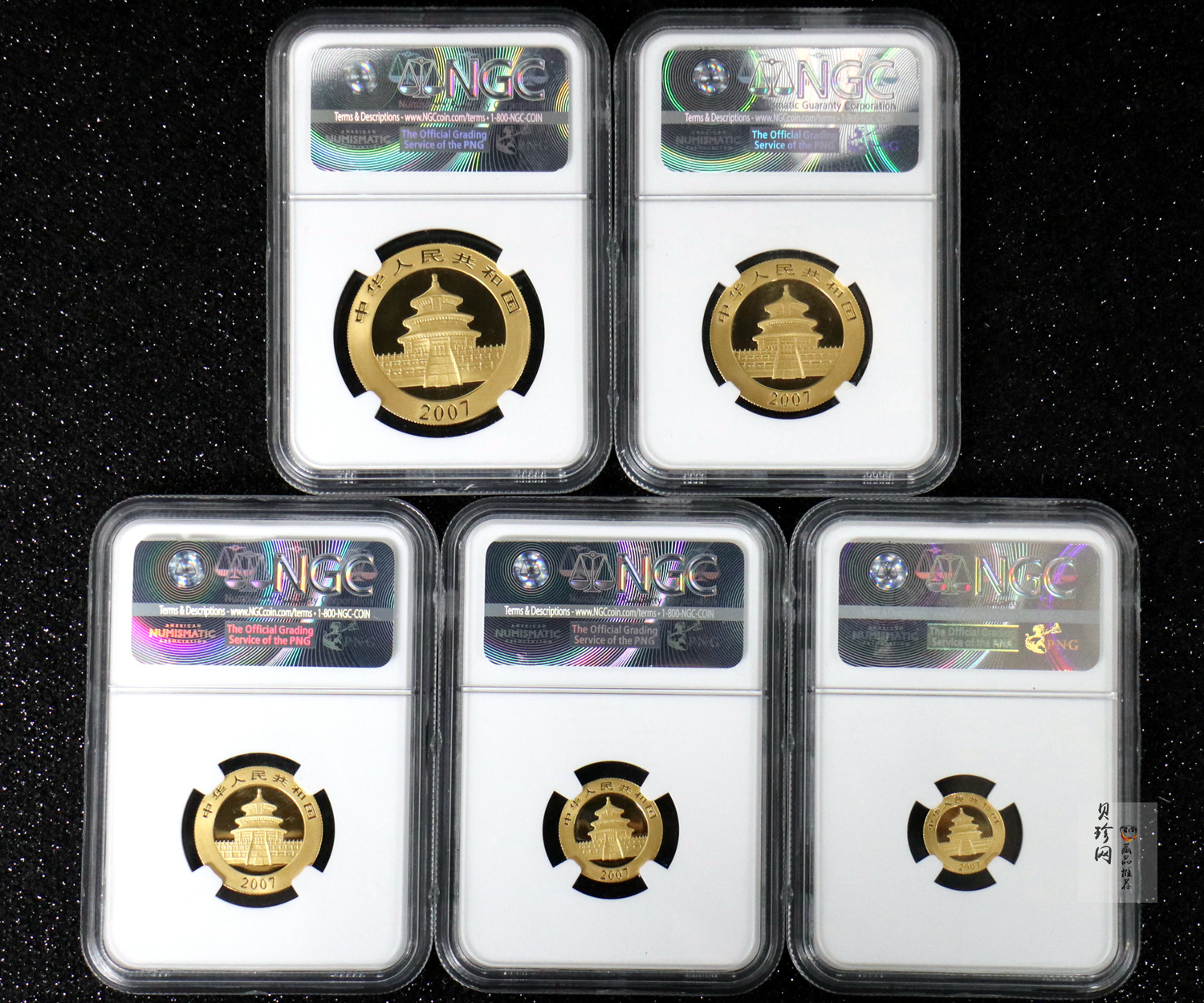 【079070】2007年熊猫普制金币5枚一套