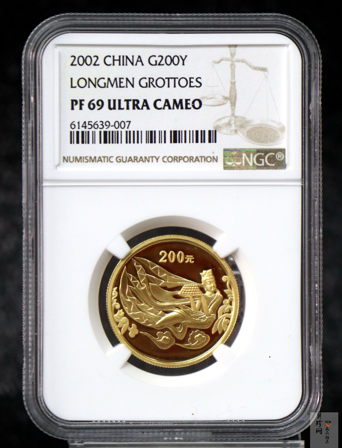【020502】2002年中国石窟艺术（龙门）金银纪念币-飞天图1/2盎司精制金币