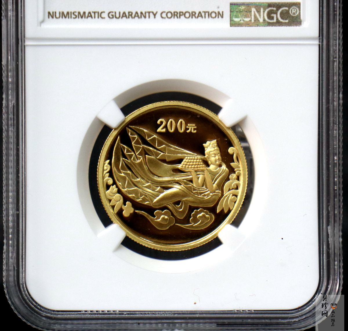 【020502】2002年中国石窟艺术（龙门）金银纪念币-飞天图1/2盎司精制金币