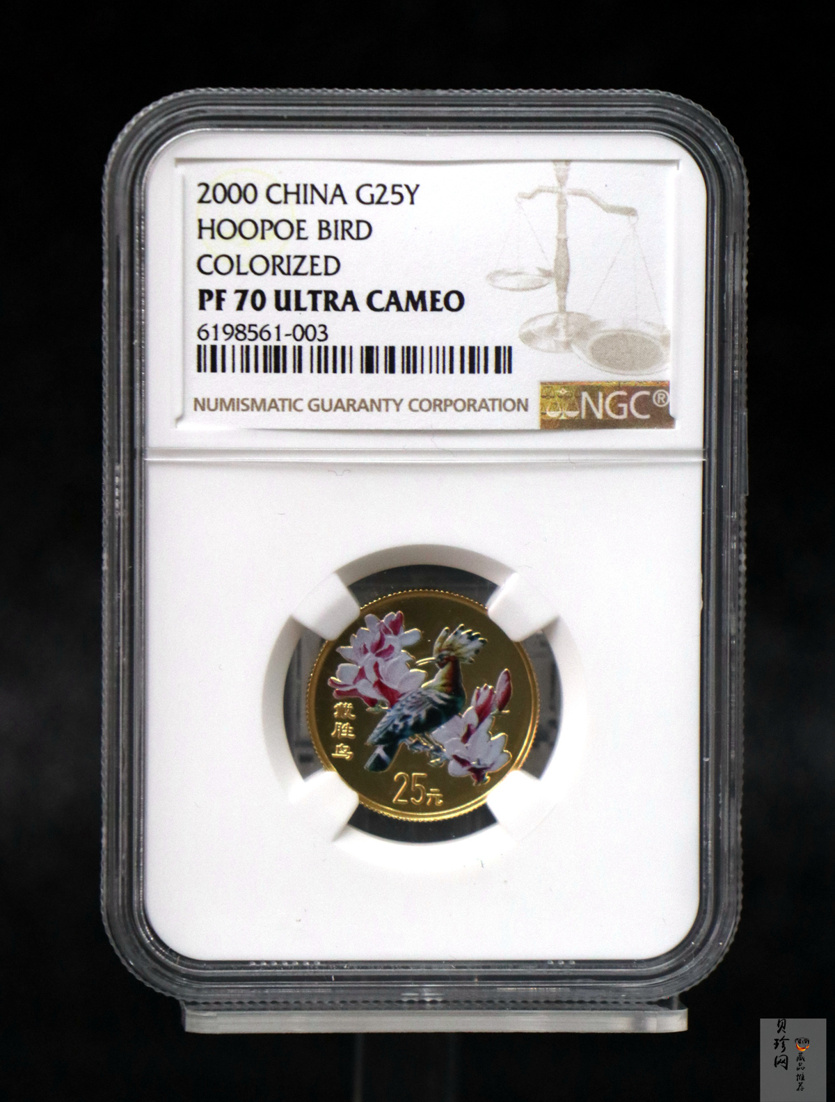 【000401】2000年中国珍禽系列（戴胜鸟）彩色金银纪念币1/4盎司彩色精制金币