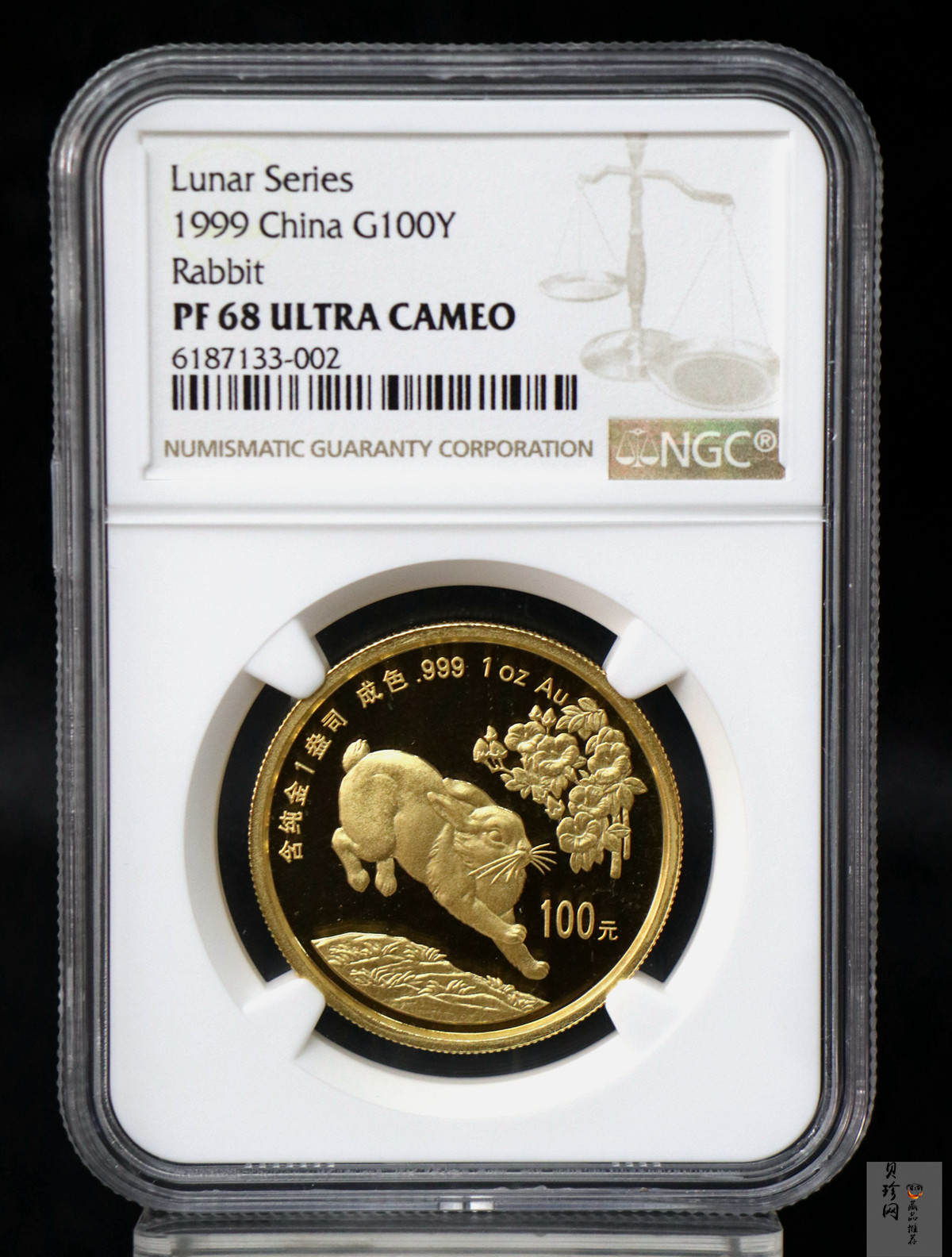 【990204】1999中国己卯（兔）年金银铂纪念币-奔兔1盎司精制金币