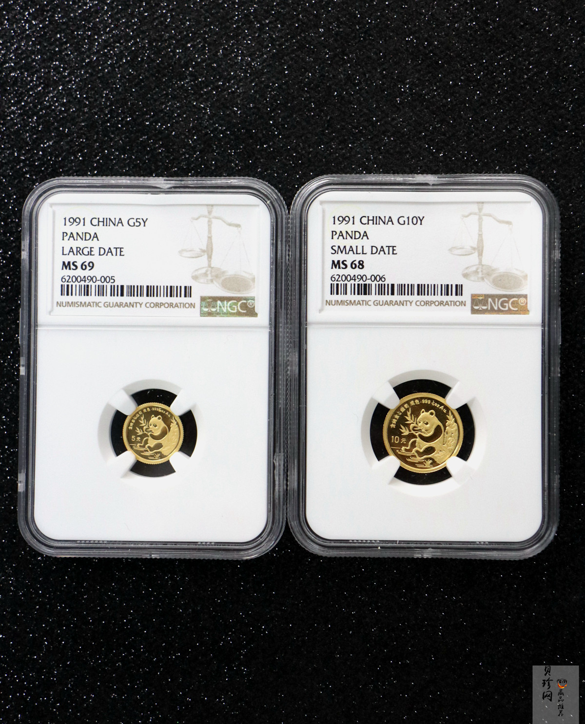 【919240】1991版熊猫普制金币五枚一套