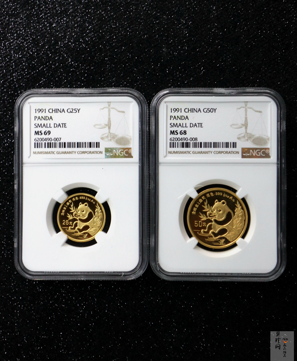 【919240】1991版熊猫普制金币五枚一套