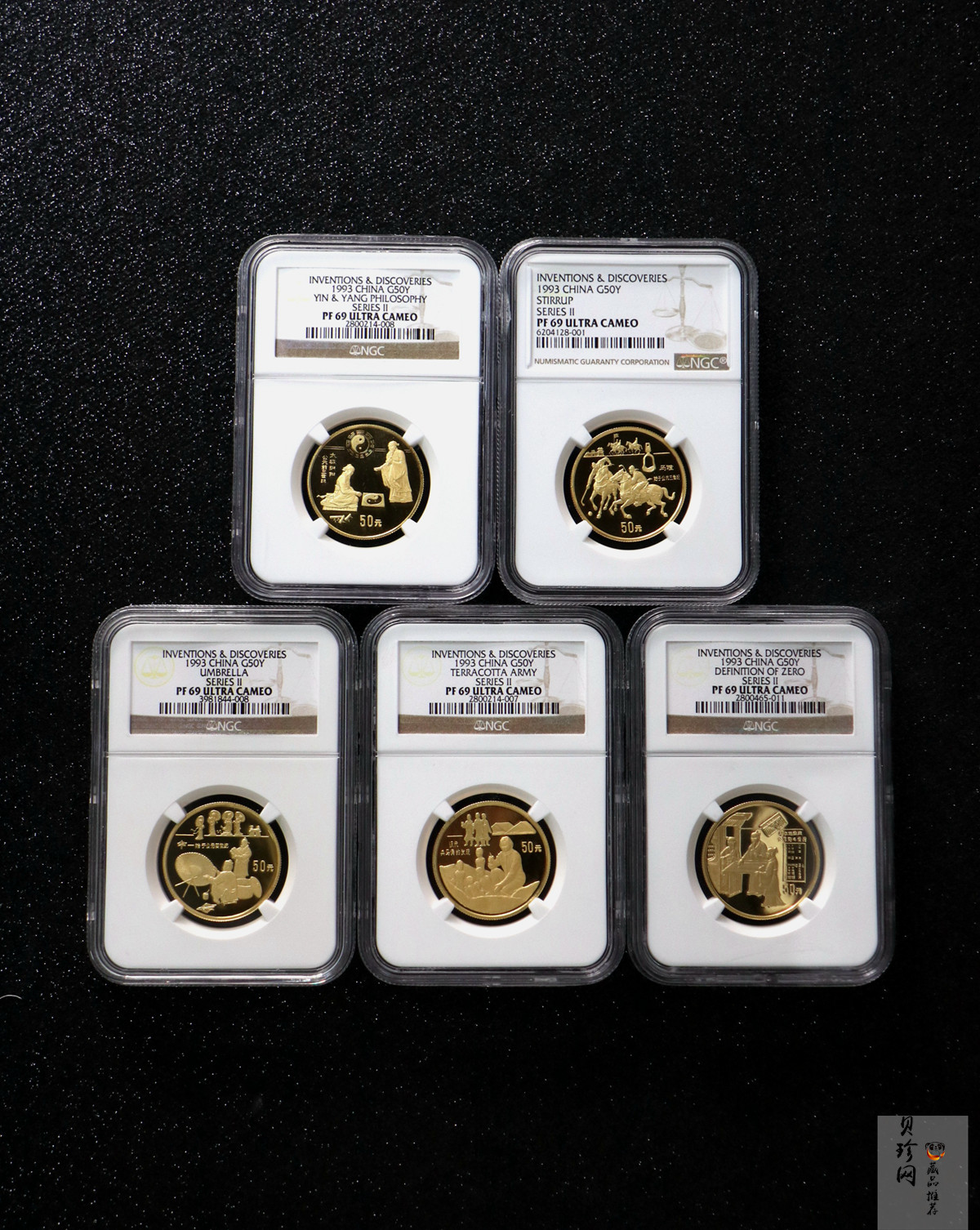 【939030】1993年中国古代科技发明发现（第2组）精制金币五枚一套