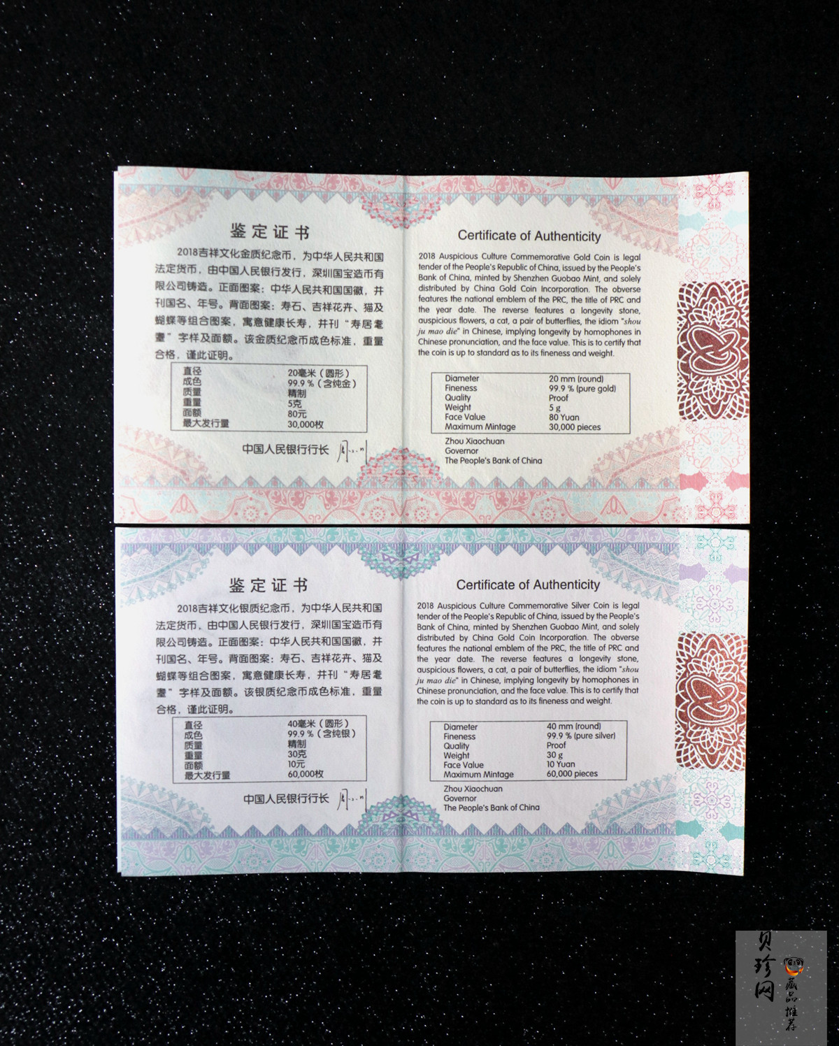 【189070】2018吉祥文化金银纪念币5克圆形金+30克圆形银质纪念币（“寿居耄耋”）