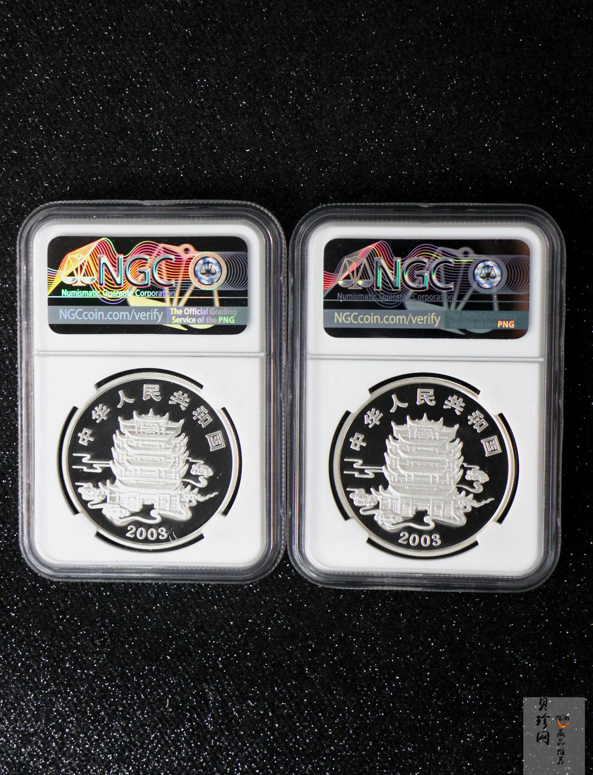 【039050】2003年中国民间神话故事（第3组）1盎司彩色精制银币2枚一套