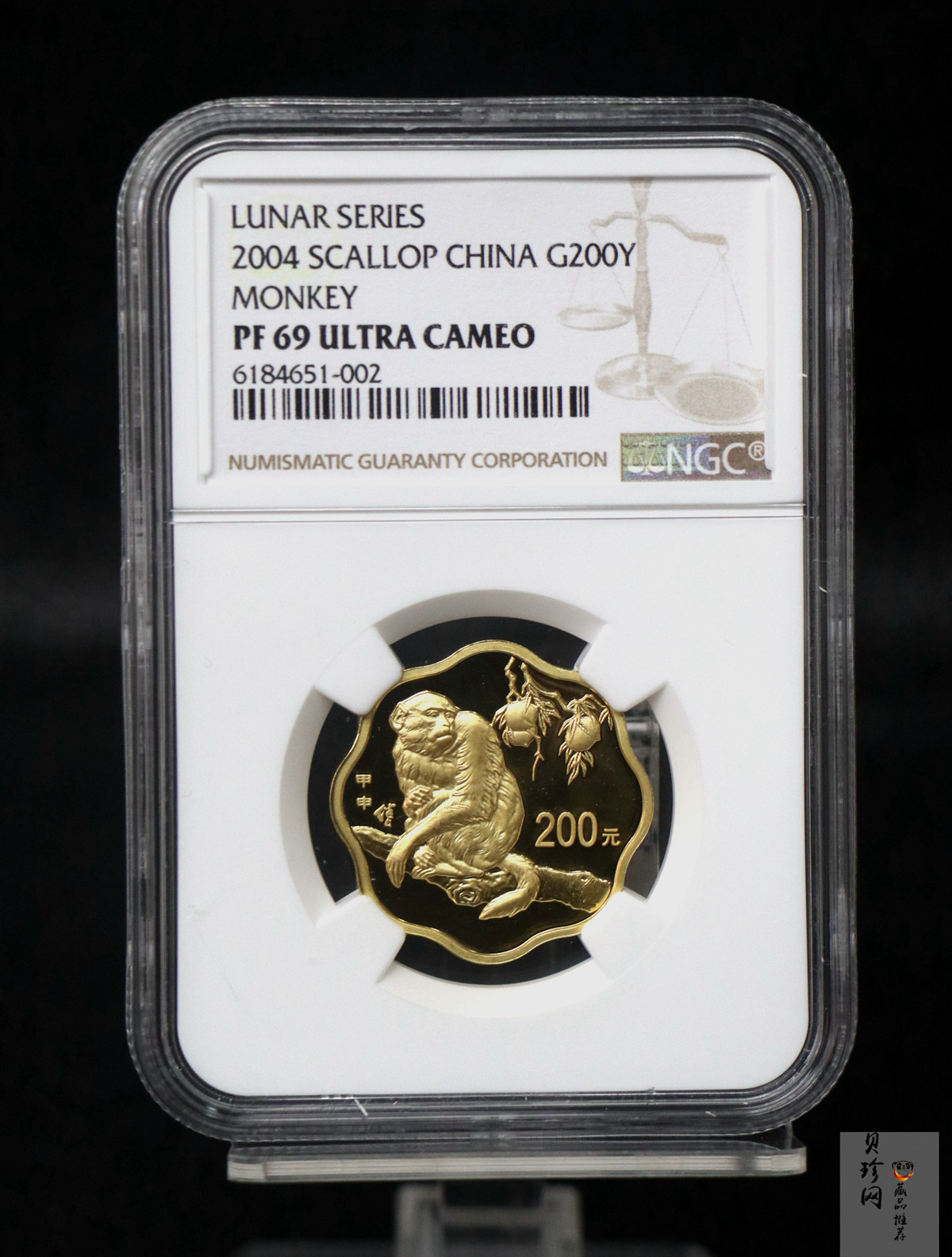 【040203】2004中国甲申（猴）年金纪念币-猴与桃图1/2盎司梅花精制金币