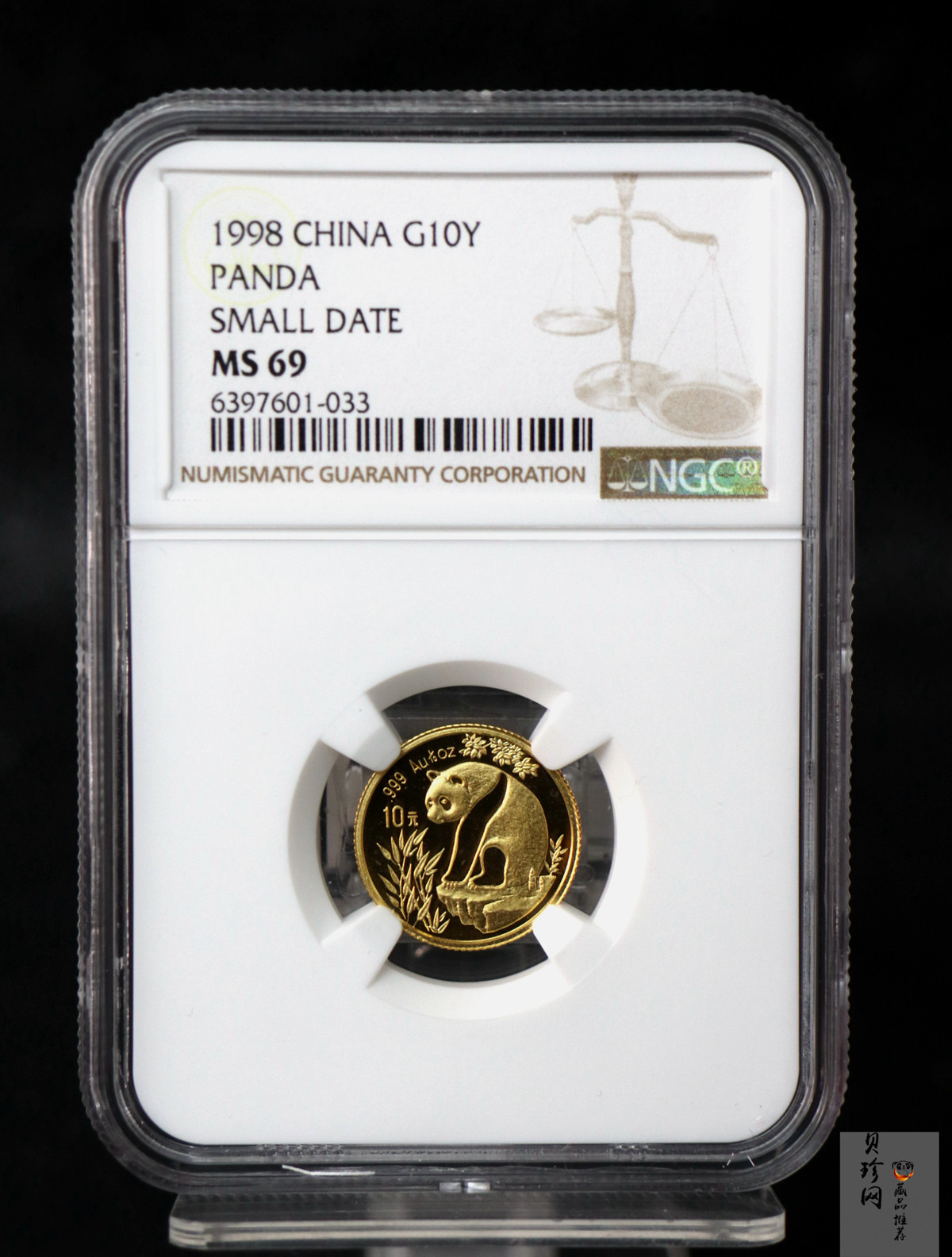 【980104】1998版熊猫金银纪念币1/10盎司普制金币