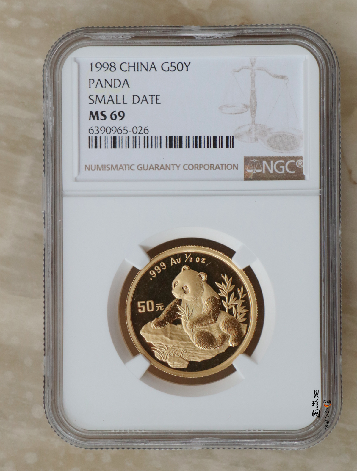 【980102】1998版熊猫金银纪念币1/2盎司普制金币