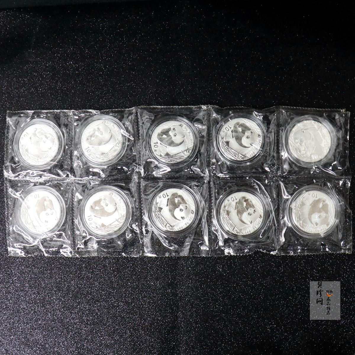 【019180】2001版熊猫1盎司普制银币10枚