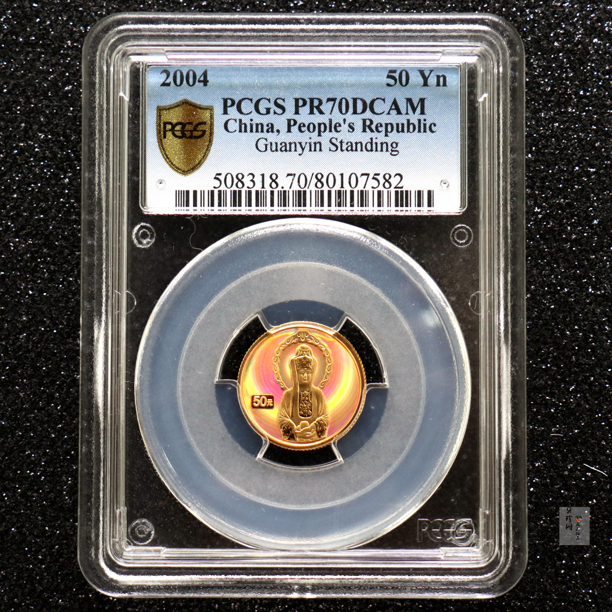 【040901】2004年观音金纪念币-白衣观音像1/10盎司幻彩精制金币