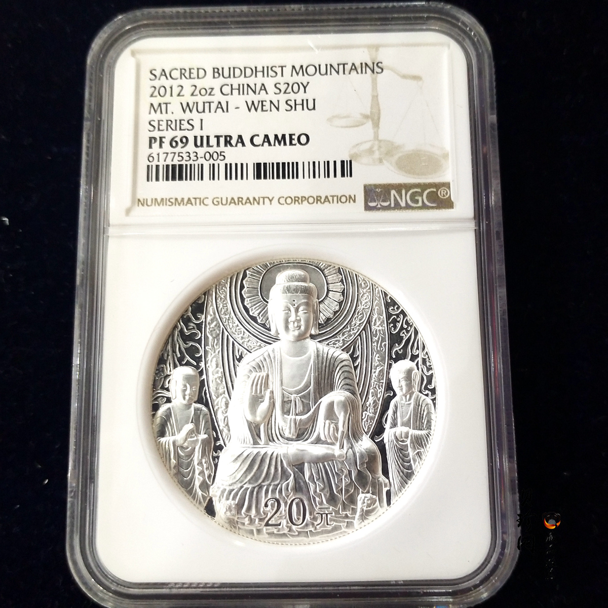 【020505】2002年中国石窟艺术（龙门）金银纪念币-佛像图2盎司精制银币