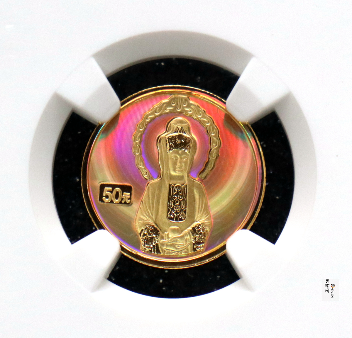 【040901】2004年观音金纪念币-白衣观音像1/10盎司幻彩精制金币