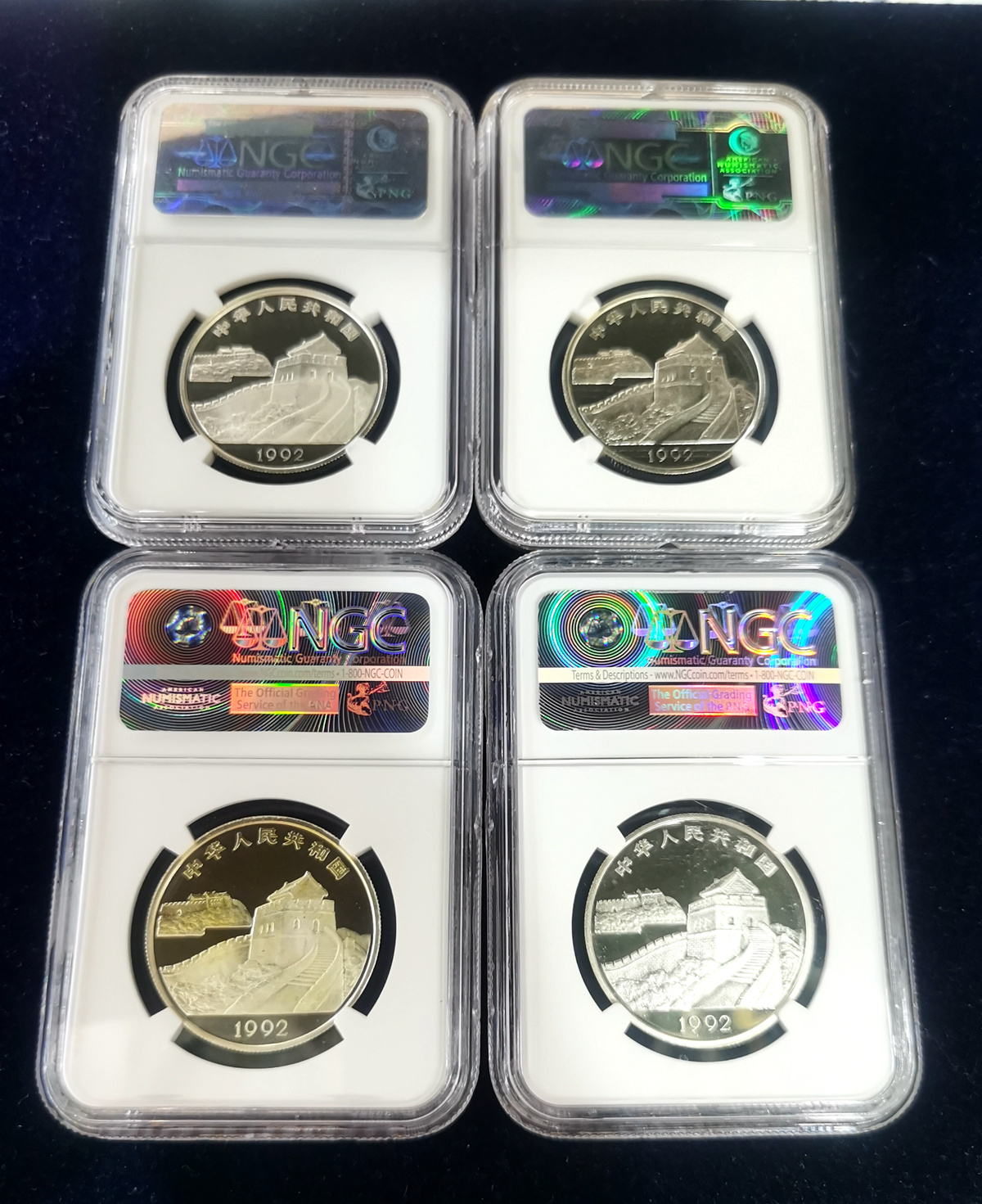 【929240】1992年台湾风光金银纪念币（第1组）精制银币四枚一套