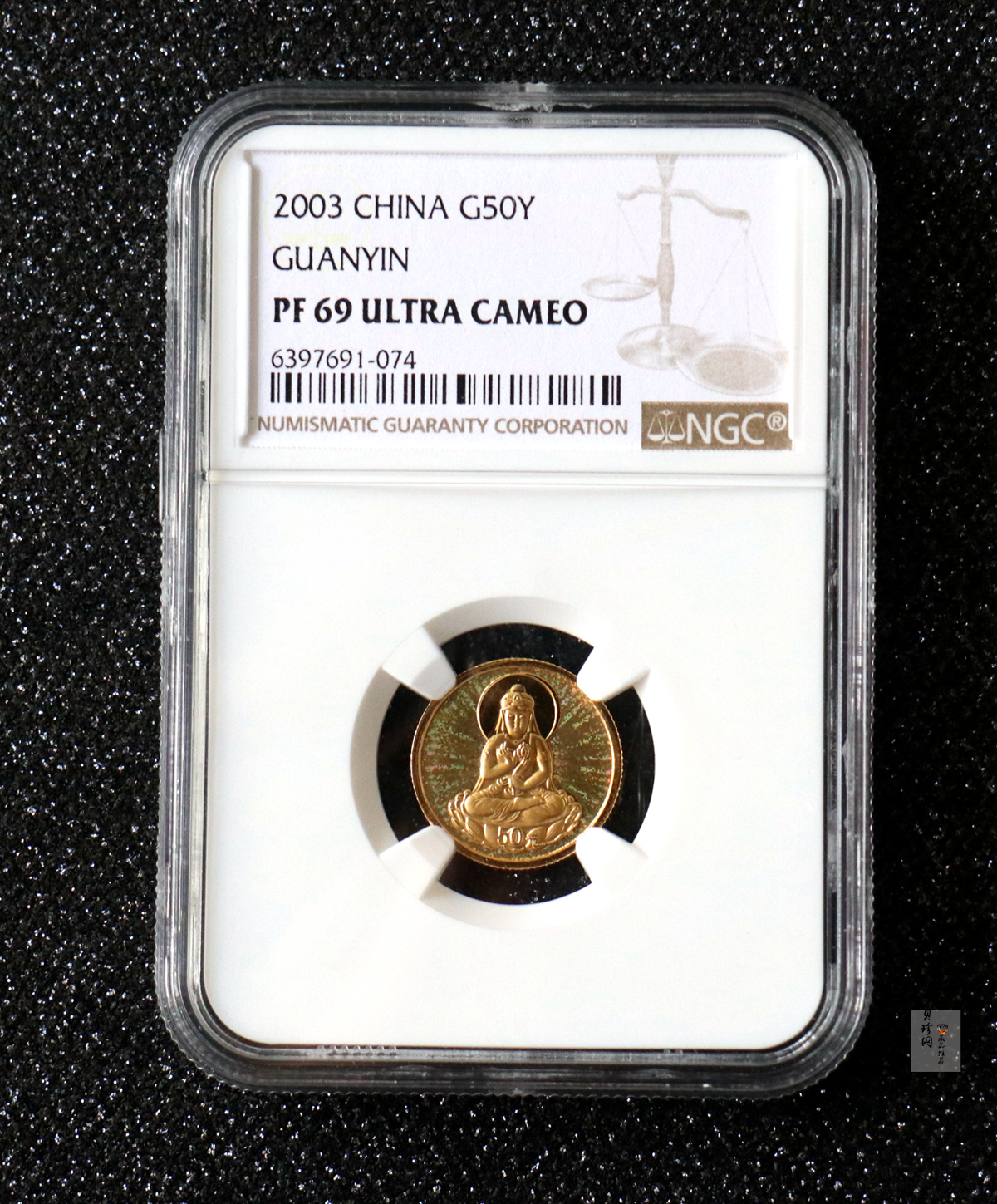 【031001】2003年观音纪念币-观音像1/10盎司圆形幻彩精制金币