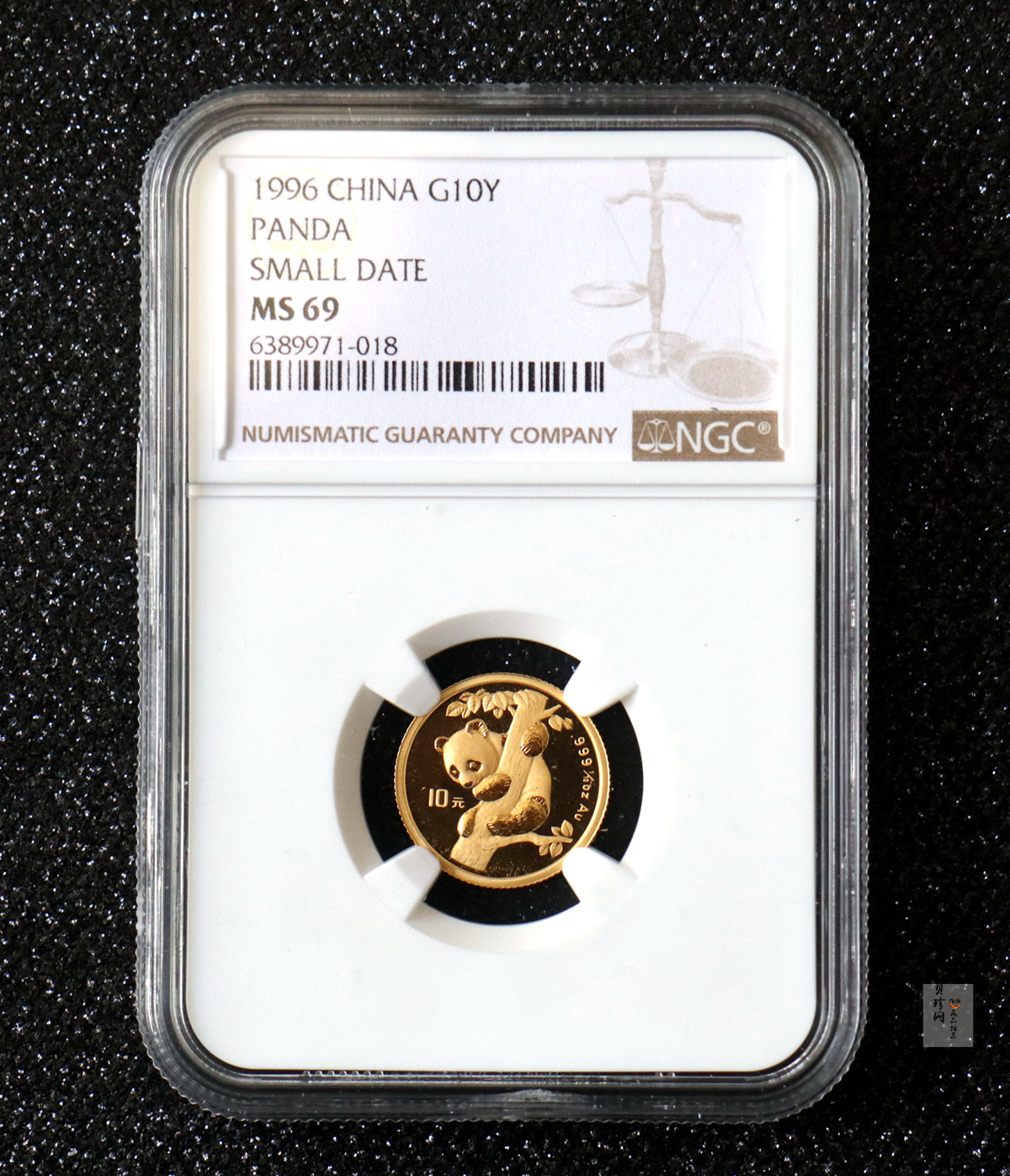 【963333】1996版熊猫金纪念币1/10盎司普制金币