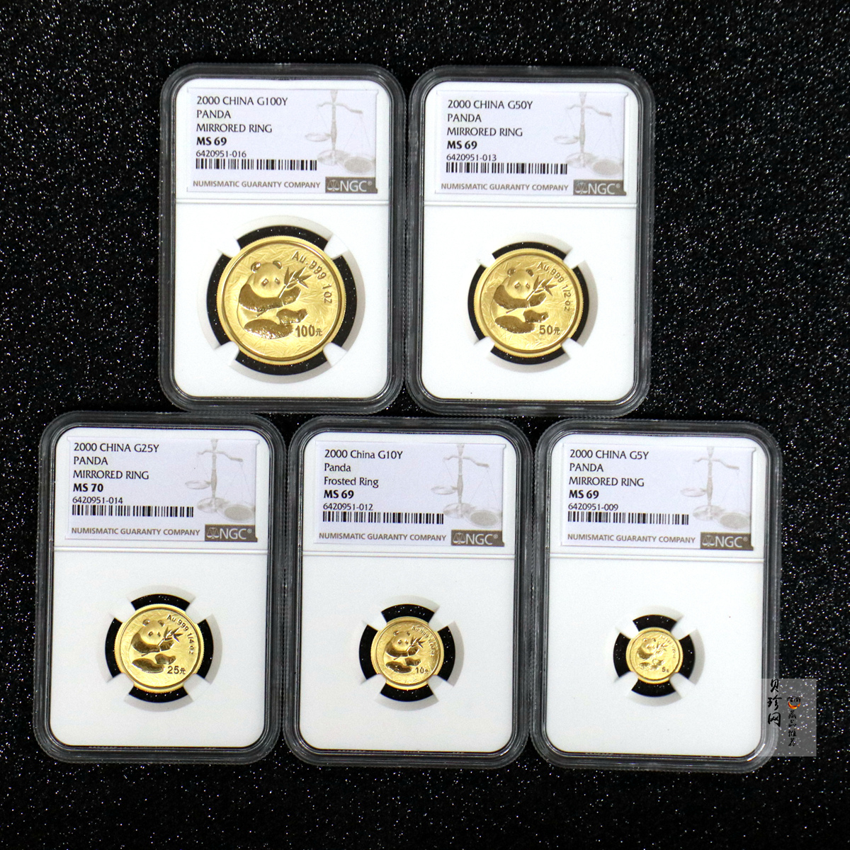 【009050】2000年熊猫普制金币五枚一套