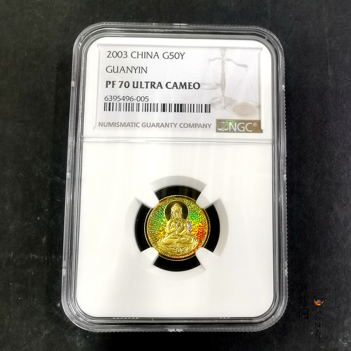 【031001】2003年观音纪念币-观音像1/10盎司圆形幻彩精制金币