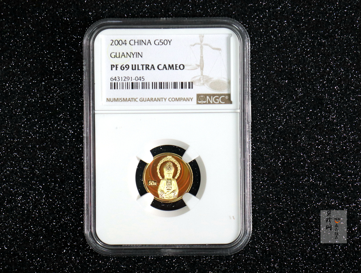 【040901】2004年观音金纪念币-白衣观音像1/10盎司幻彩精制金币