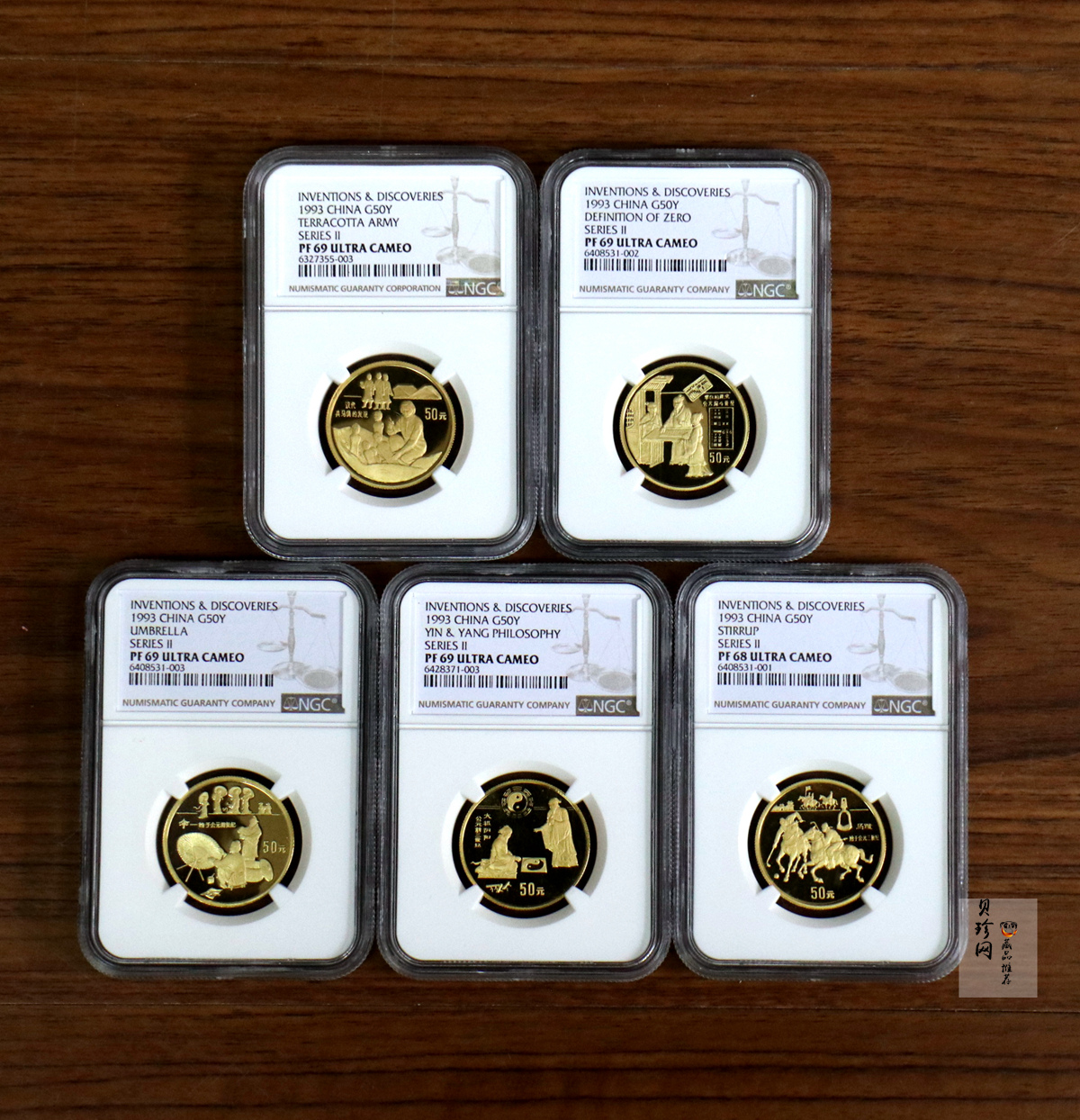 【939030】1993年中国古代科技发明发现（第2组）精制金币五枚一套