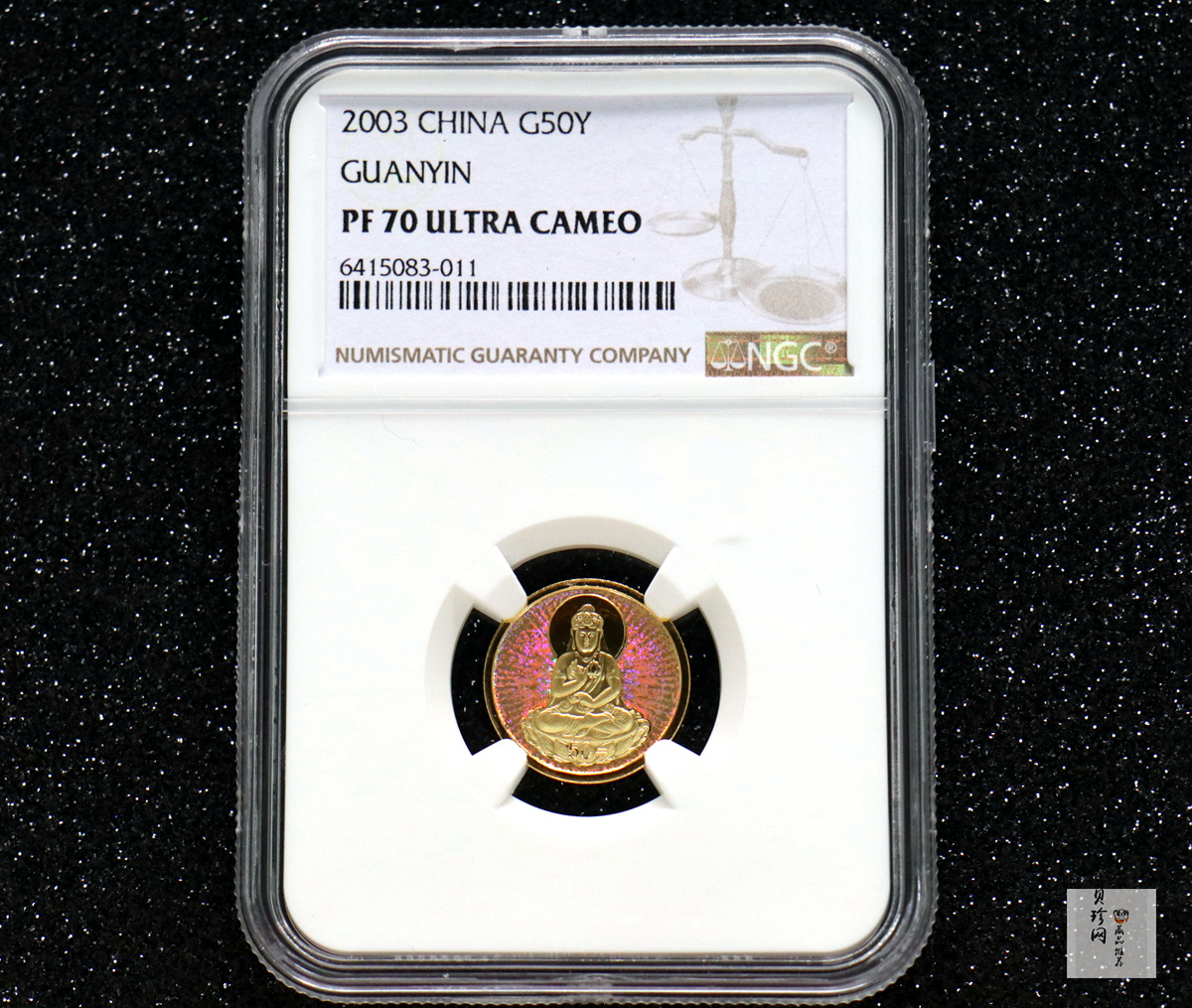 【031001】2003年观音纪念币-观音像1/10盎司圆形幻彩精制金币