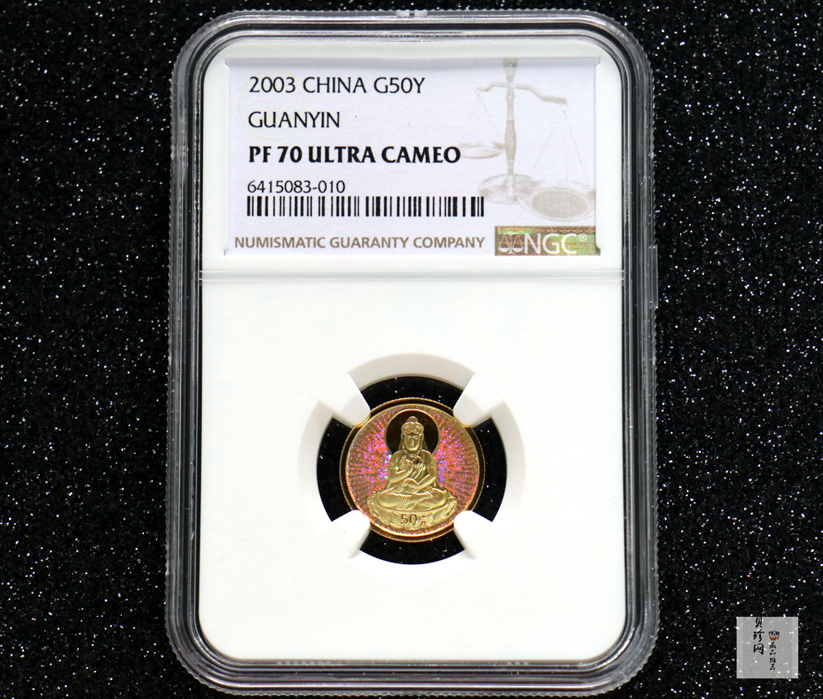 【031001】2003年观音纪念币-观音像1/10盎司圆形幻彩精制金币