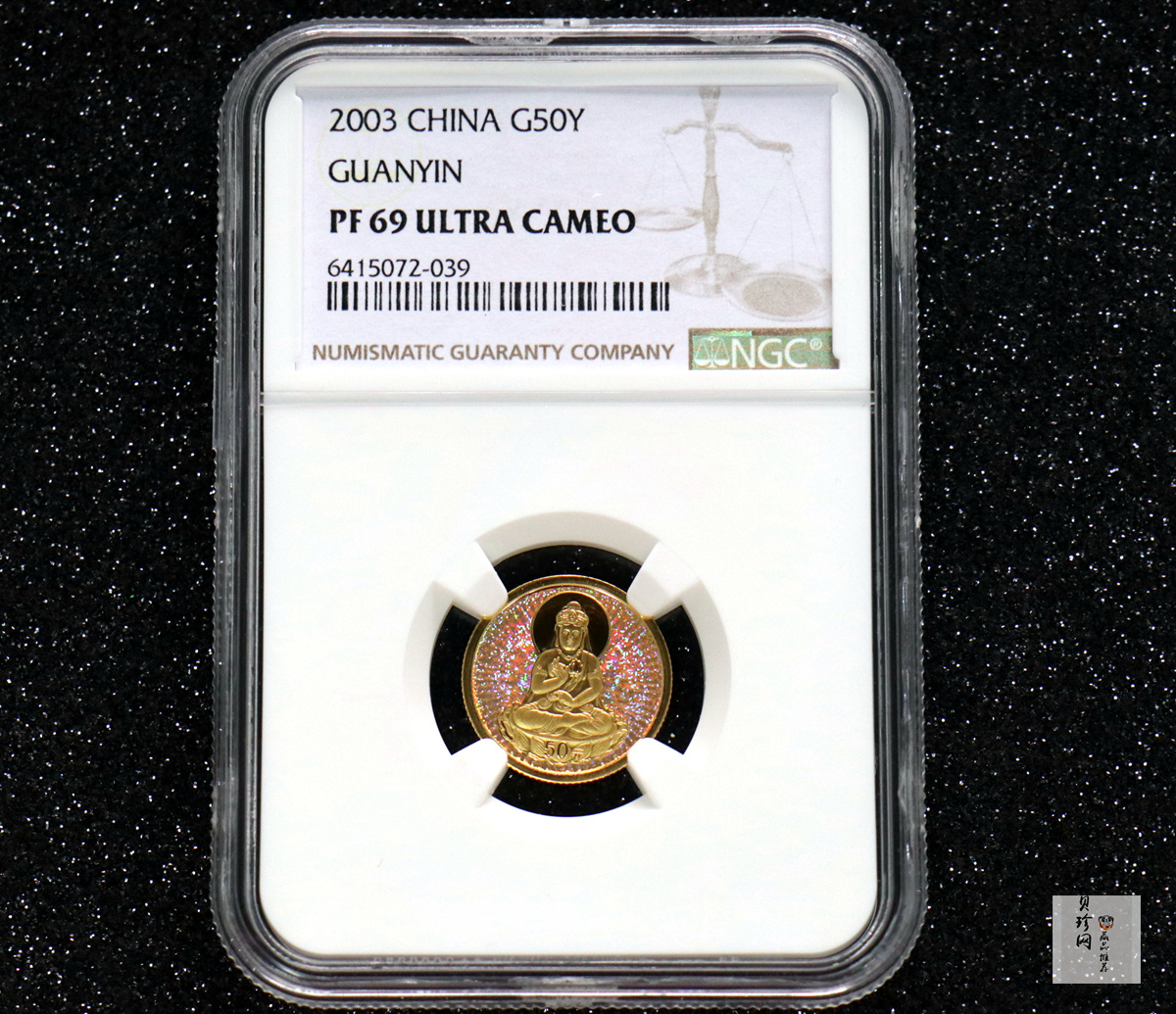 【031001】2003年观音纪念币-观音像1/10盎司圆形幻彩精制金币