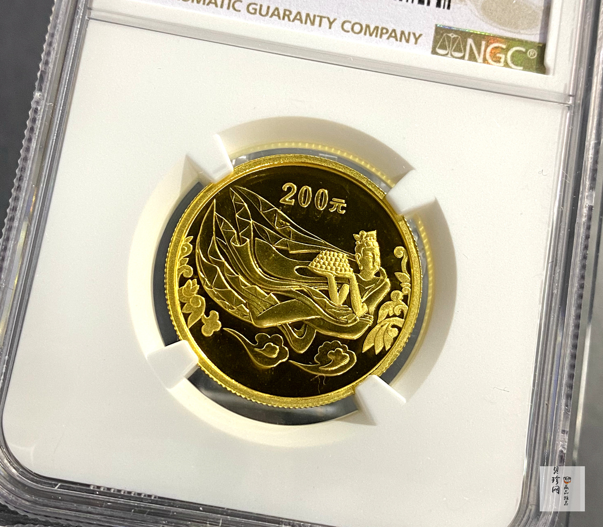 【020502】2002年中国石窟艺术（龙门）金银纪念币-飞天图1/2盎司精制金币