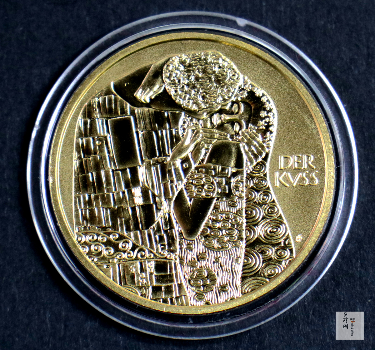 【039270】奥地利2003年艺术系列克里姆特吻16克精制金币