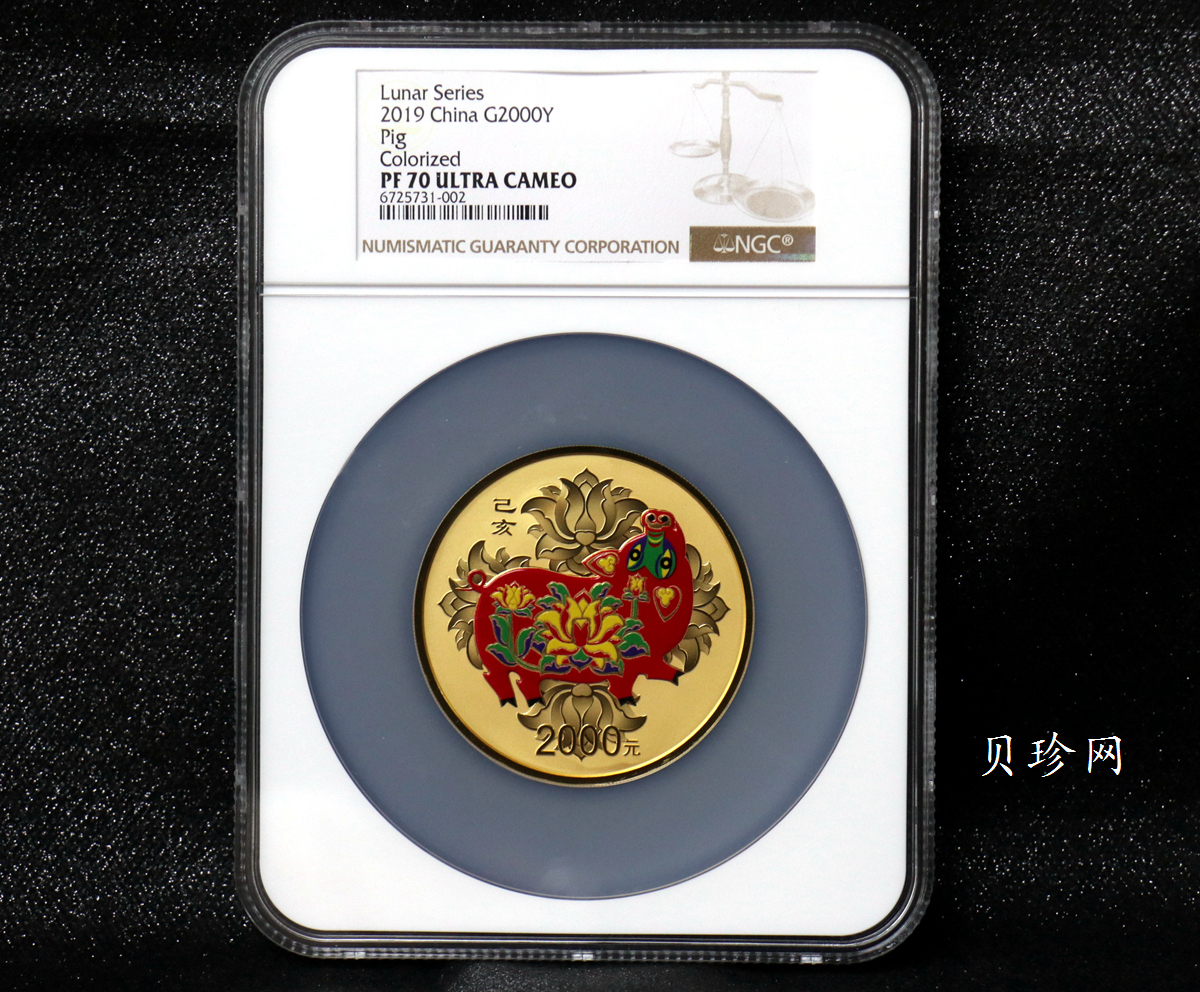 【190020】2019中国己亥（猪）年金银纪念币150克圆形彩色金币